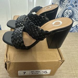 Melissa Black Braided Block Heel NIB Women’s 7